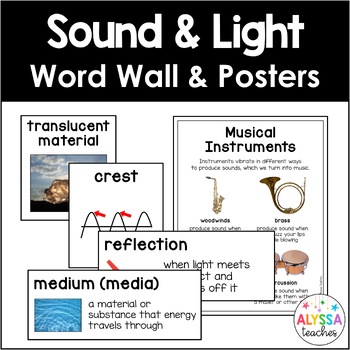 Preview of Sound and Light Word Wall and Poster Set (SOL 5.5 and 5.6)