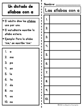 Sounding Out Words: Open Syllable and Word Dictation Lists (Spanish)
