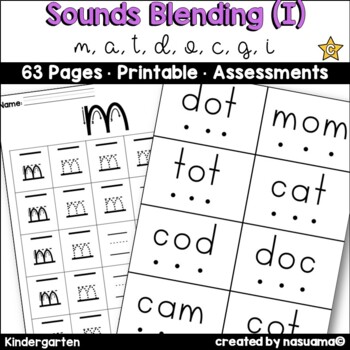 Preview of Sounds Blending - Worksheets and Assessments (Set 1) for Kindergarten