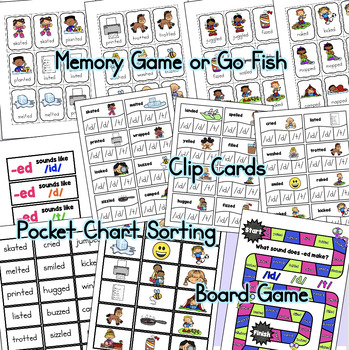 Sounds of -ED Worksheets, Poster, and Activity by Kiddie Concepts and Clips