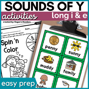 Preview of Y as a Vowel Worksheets Activities for the Ending Sounds of Y  - Tricky Y Words