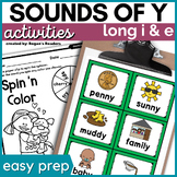 Y as a Vowel Worksheets Activities for the Ending Sounds o