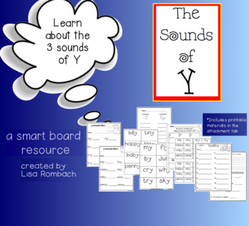 Preview of Sounds of Y Phonics SmartBoard Lesson for Primary Grades