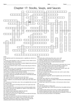 Preview of Soups Sauces Stocks Crossword