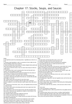 Soups Sauces Stocks Crossword by Amber Cook Teachers Pay Teachers