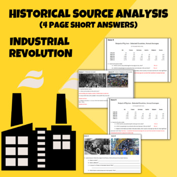 Preview of Source Analysis Task - The Industrial Revolution (Print-Ready Workbook!)