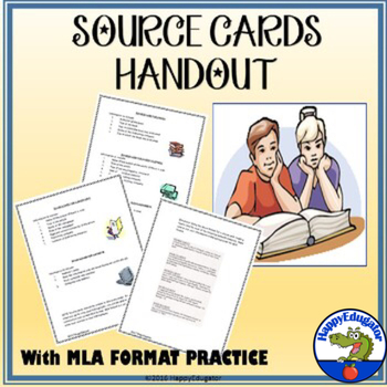 Preview of Source Cards MLA Format Reference Sheets & Practice with Easel Activity