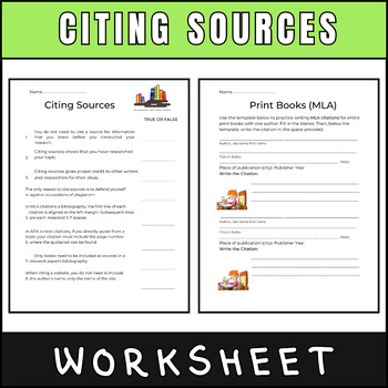 Preview of Source Citation : Comprehensive Worksheets for MLA and APA Styles