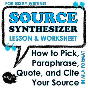 Preview of Source Synthesizer: How to Pick, Paraphrase, Quote, and Cite Your Source in MLA