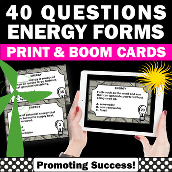 Preview of Sources Forms Types of Energy 4th 5th Grade Science BOOM Cards Digital Activity