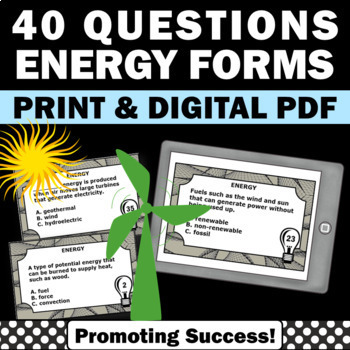 Preview of Types Forms of Energy Task Cards Physical Science Centers Digital Resources