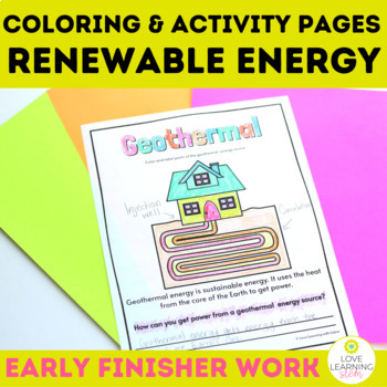 Preview of Renewable and Nonrenewable Energy Coloring Pages and Activity Worksheets