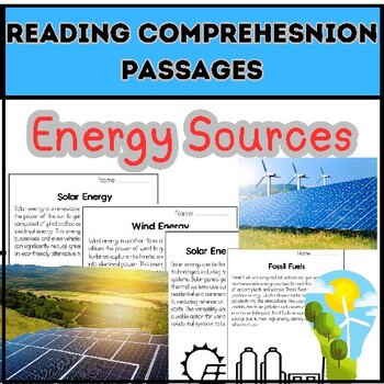 Preview of Sources of Energy  reading comprehension passages