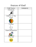 Sources of Heat - Graphic Organizer, Prediction Sheet, and