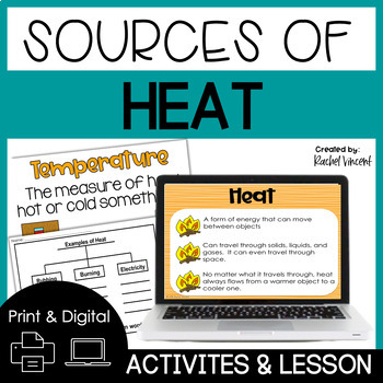 Preview of Sources of Heat Lesson and Activity - Heat Energy PowerPoint & Google Slides