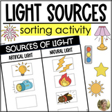 Sources of Light Artificial & Natural Science Sorting Page