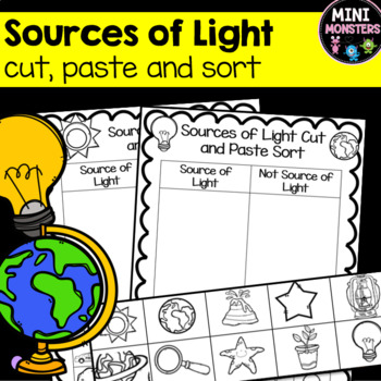 Preview of Sources of Light Cut and Paste Worksheets