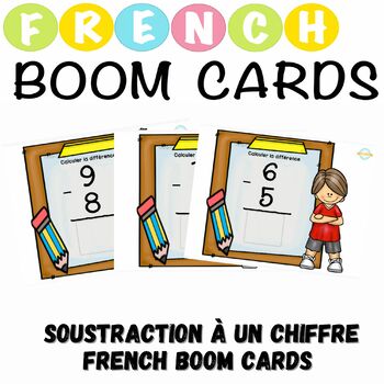 Preview of Soustraction à un chiffre French Boom Cards