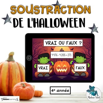 Preview of Soustraction de l'Halloween Boom Cards French distance learning