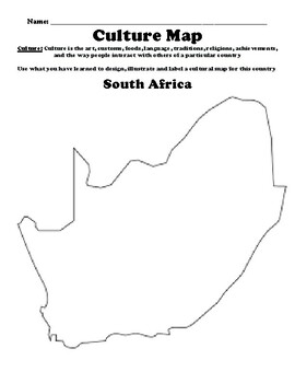 South Africa Culture Map Worksheet