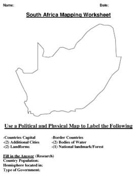 south africa mapping worksheet by northeast education tpt