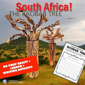 Preview of South Africa! The Baobab Tree - Lesson, No Prep Craft, & Writing Activity
