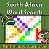 South Africa - Themed Word Search - Worksheet, Activity, P