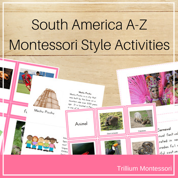 Preview of South America A-Z Montessori Geography Pack