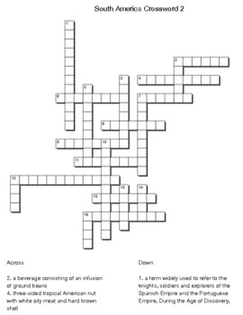 South America Crossword 2 by Northeast Education TPT