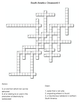 South America Crossword 4 by Northeast Education TPT