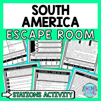 Preview of South America Escape Room Stations - Reading Comprehension Activity - Geography