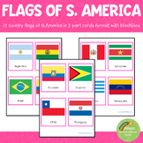 South America Flags Montessori 3 Part Cards