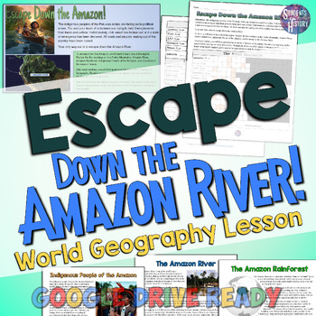 Preview of South America Geography: Amazon River & Rainforest Escape Room Lesson