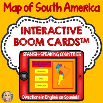 Preview of South America Geography Boom Cards, Click and Type to Play, Geography, Maps