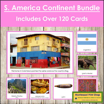 Preview of South America Continent Bundle (Color Borders) - Montessori Geography