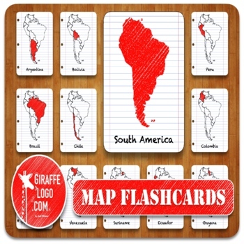 Preview of South America Geography Flashcards with Printable & Digital Maps