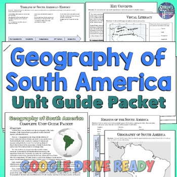 Preview of South America Geography Unit Packet: Map, Worksheets, & Activities