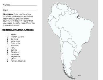 South America Map by Simply History Literacy | TPT