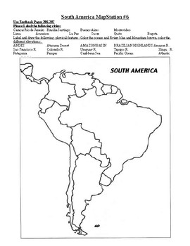 South America Map Activity South America Map Activity by Ms Hernandez World Cultures and ELAR 