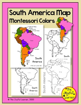Preview of South America Map (Montessori Colors) Printable - Includes tracing sheets