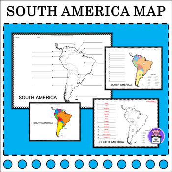 Preview of South America Map Quiz Label | Numbered | Geography Map of South America