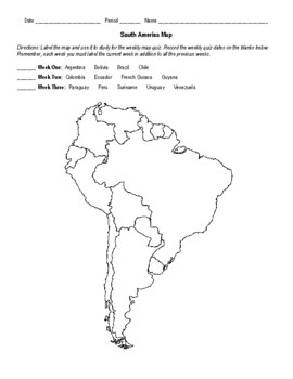 South America Map Quizzes with Quizlet Practice Maps | TPT