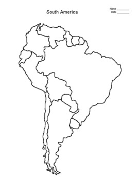 South America Map Worksheet By The Harstad Collection Tpt