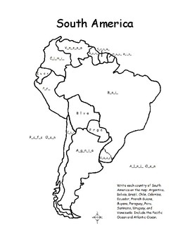 South America Fill In The Blanks On The Map By Interactive