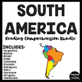 South America Reading Comprehension Worksheet Bundle Count
