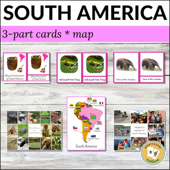 Preview of South America Resource Pack for The Montessori Classroom 3-Part Cards