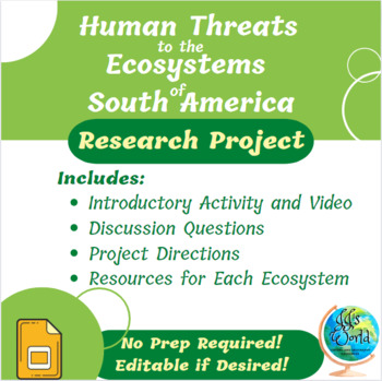 Preview of South America-Threats to Ecosystems Research Project - No Prep - Resources Incl.