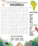 South America Word Search Sudamérica Buscapalabras Spanish