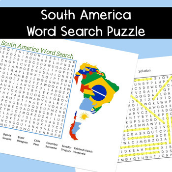 Preview of South America Word Search Puzzle