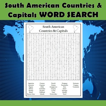 Preview of South American Countries & Capitals Word Search